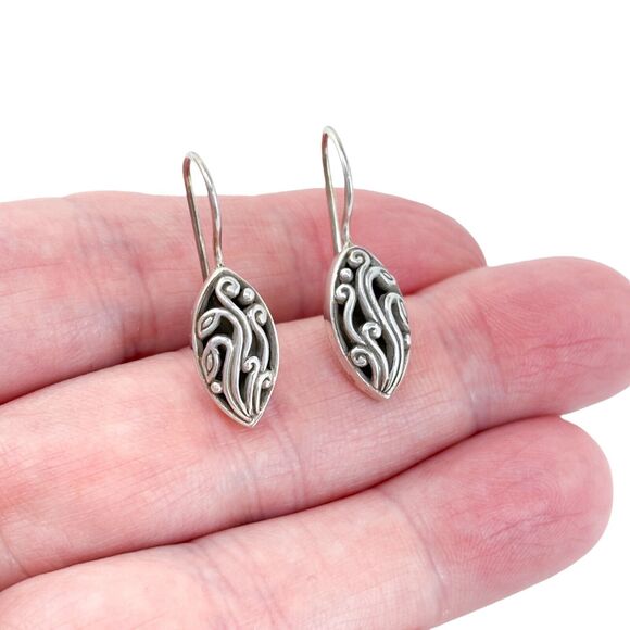 Vintage ATI Sterling Silver 925 Swirl Dangle Earrings - Picture 1 of 6